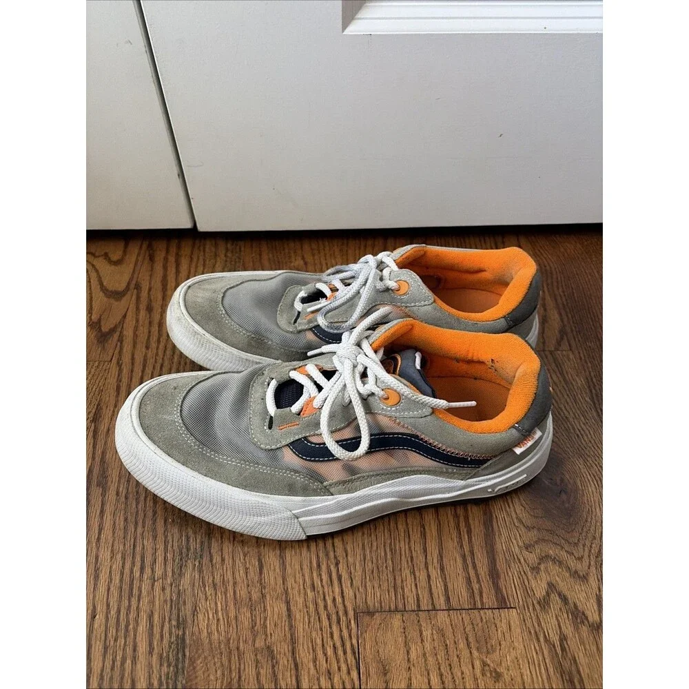 Vans Wayvee Grey Blue Orange Skateboarding Shoe - Size 11